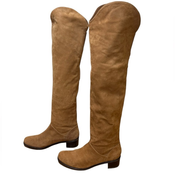 Stuart Weitzman - “Dunkirk” Over-The-Knee Suede Boots in Rice - Size 8.5, Brown - Picture 6 of 14